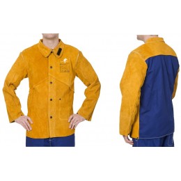 Golden Brown™ skórzana kurtka spawalnicza z dwoiny bydlęcej z plecami z trudnopalnej bawełny 44-2530/P
