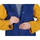 Yellowjacket® niebieska, trudnopalna, bawełniana kurtka spawalnicza z żółtymi, skórzanymi rękawami z dwoiny bydlęcej 33-3060