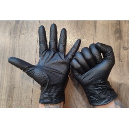Rękawice nitrylowe czarne max grip - diamentowa tekstura duże opakowania