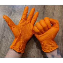 Rękawice nitrylowe pomarańczowe max grip - diamentowa tekstura duże opakowania